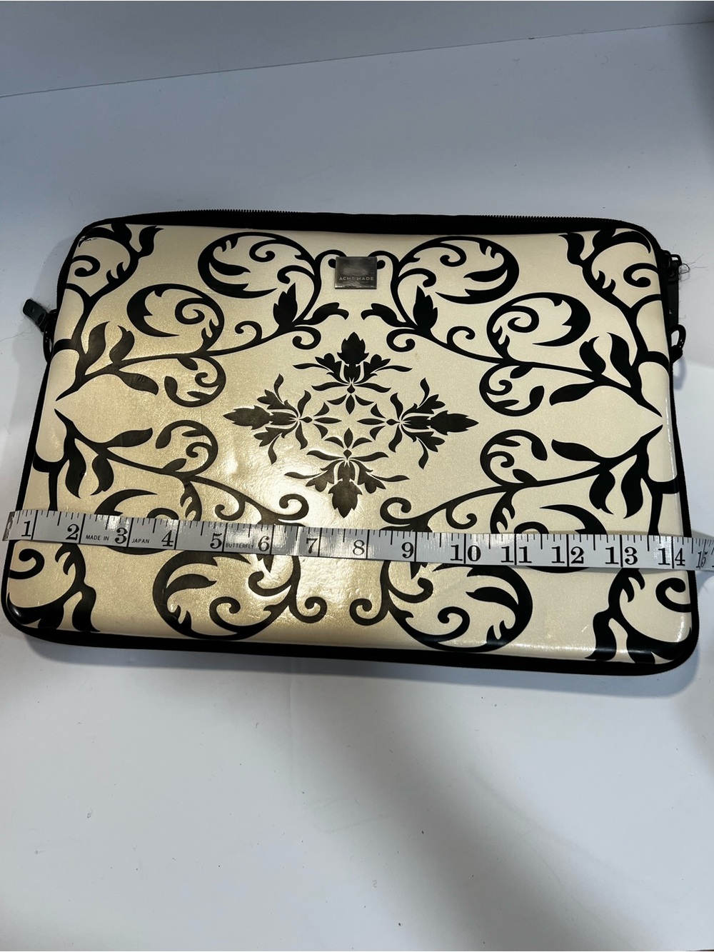 ACME SAN FRANCISCO Black and Cream Floral Laptop Sleeve